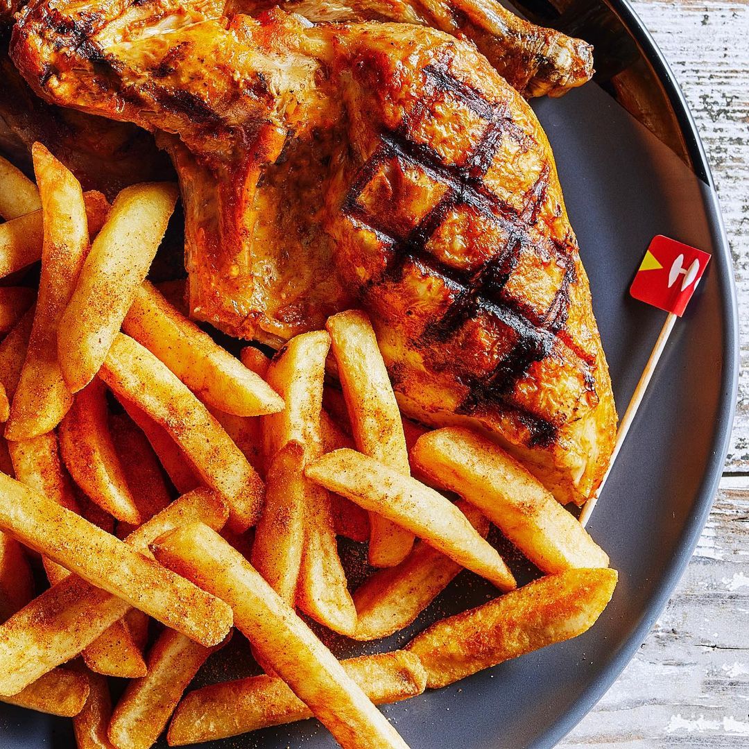 plate of chicken at Nando's.