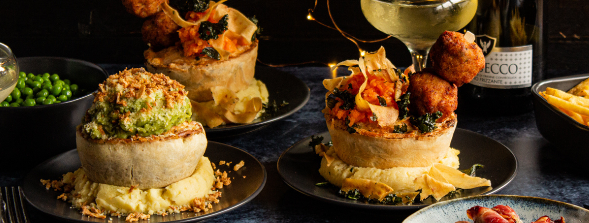 a selection of pies on the Pieminister Bottomless Festive Feast