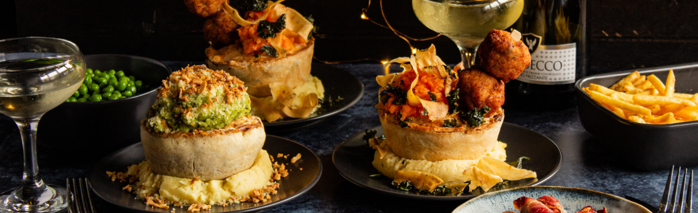 a selection of pies on the Pieminister Bottomless Festive Feast