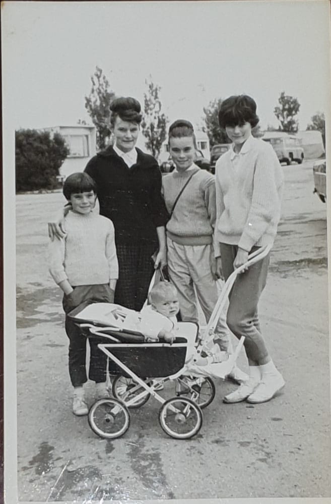 black and white photo of a family