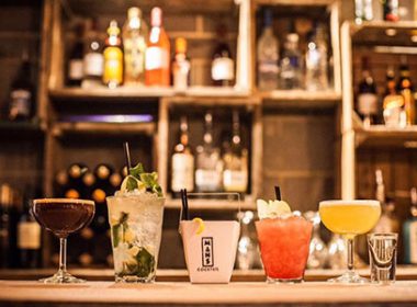 a range of cocktails at the bar of mans markets