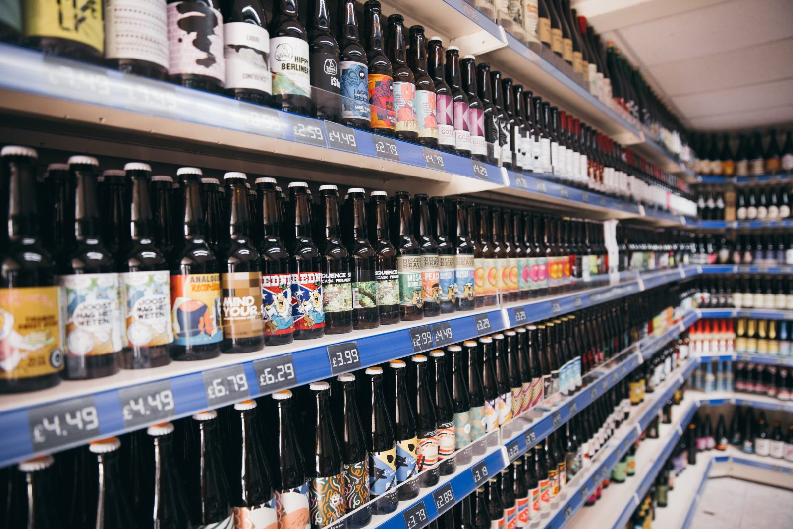 rows upon rows of beers filling the store