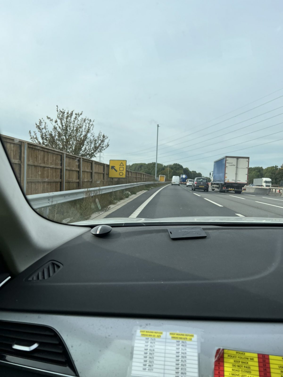 roadwork sign on M4 that look like they are from the squid games