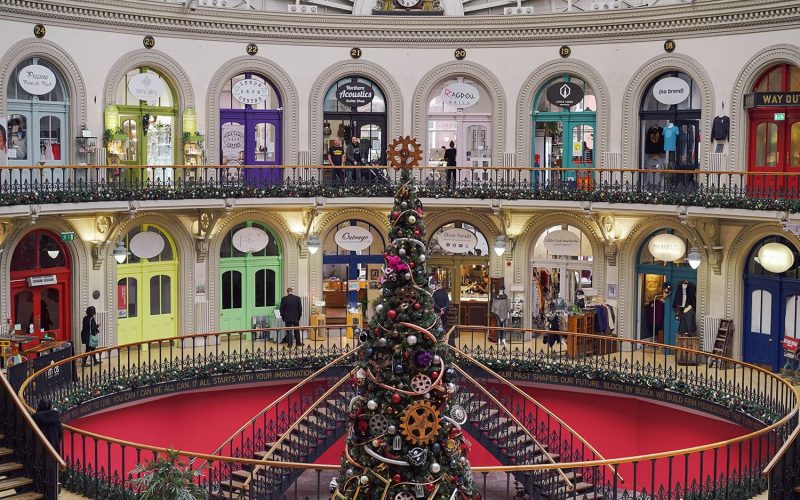 christmas tree in the middle of the corn exchange where the christmas markets will be this year