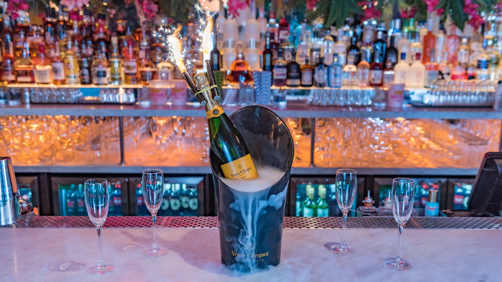 Bottle of Champagne on the bar at Neighbourhood.