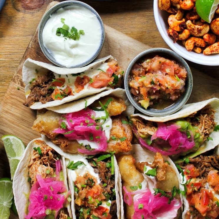 Tacos on a plate.