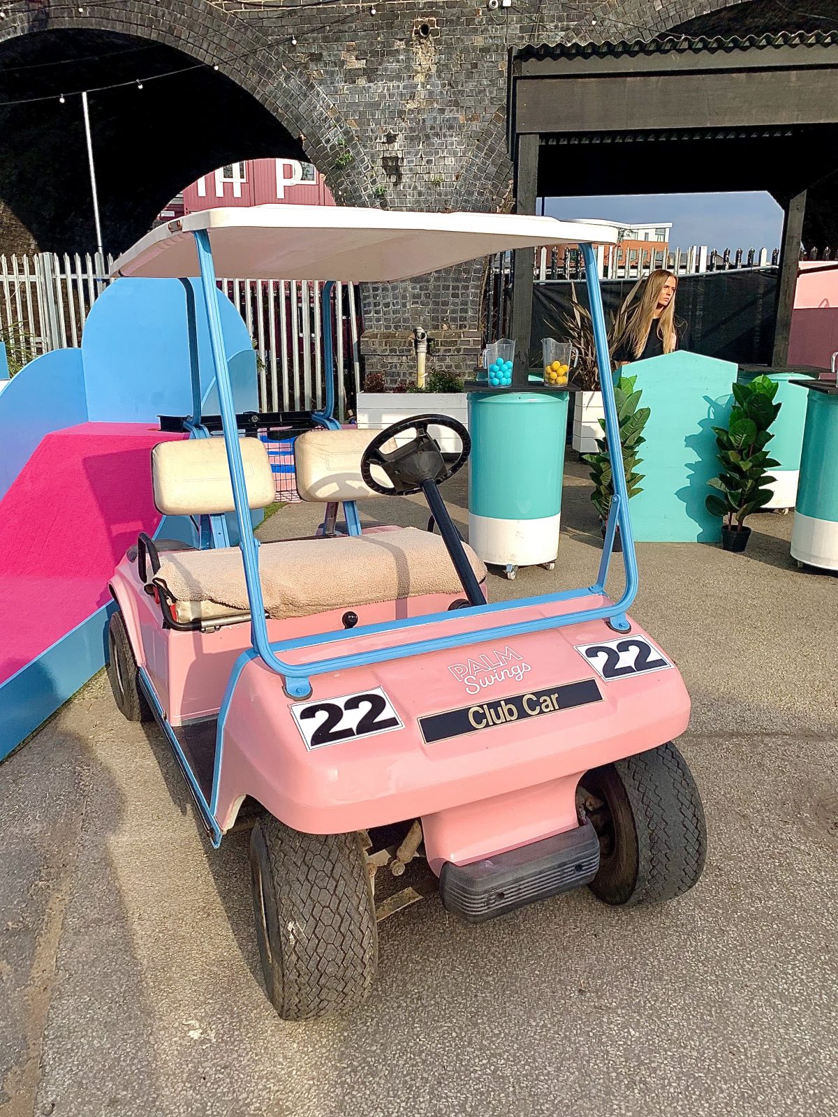 pink golf buggy.
