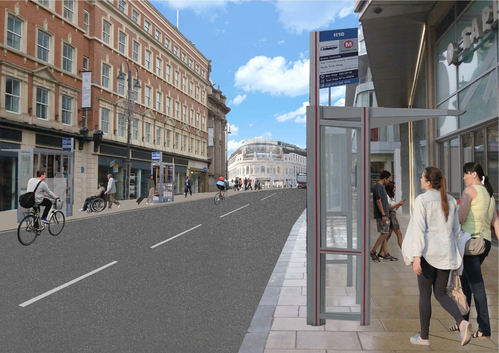 CGI images of Leeds city centre.