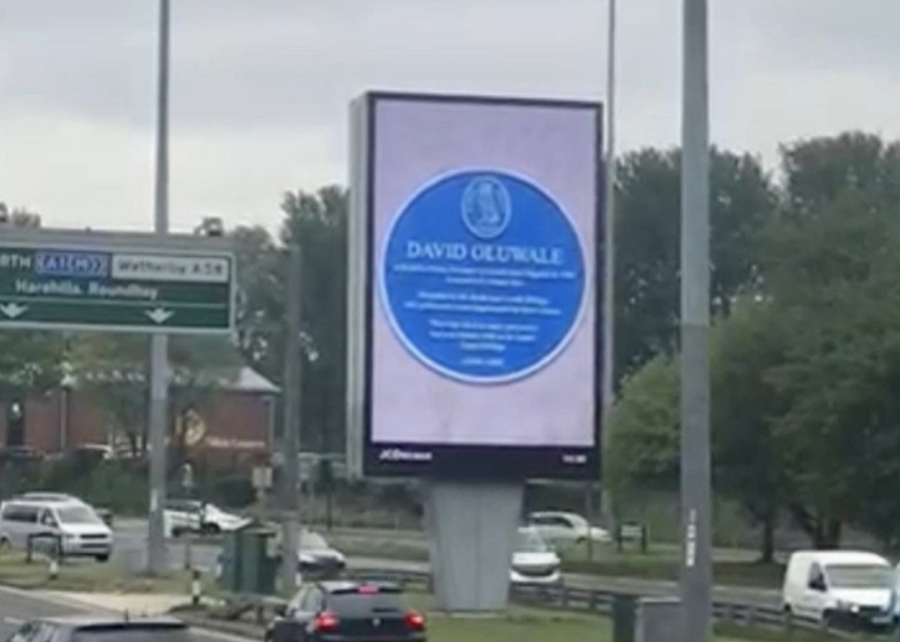 plaque on motorway.