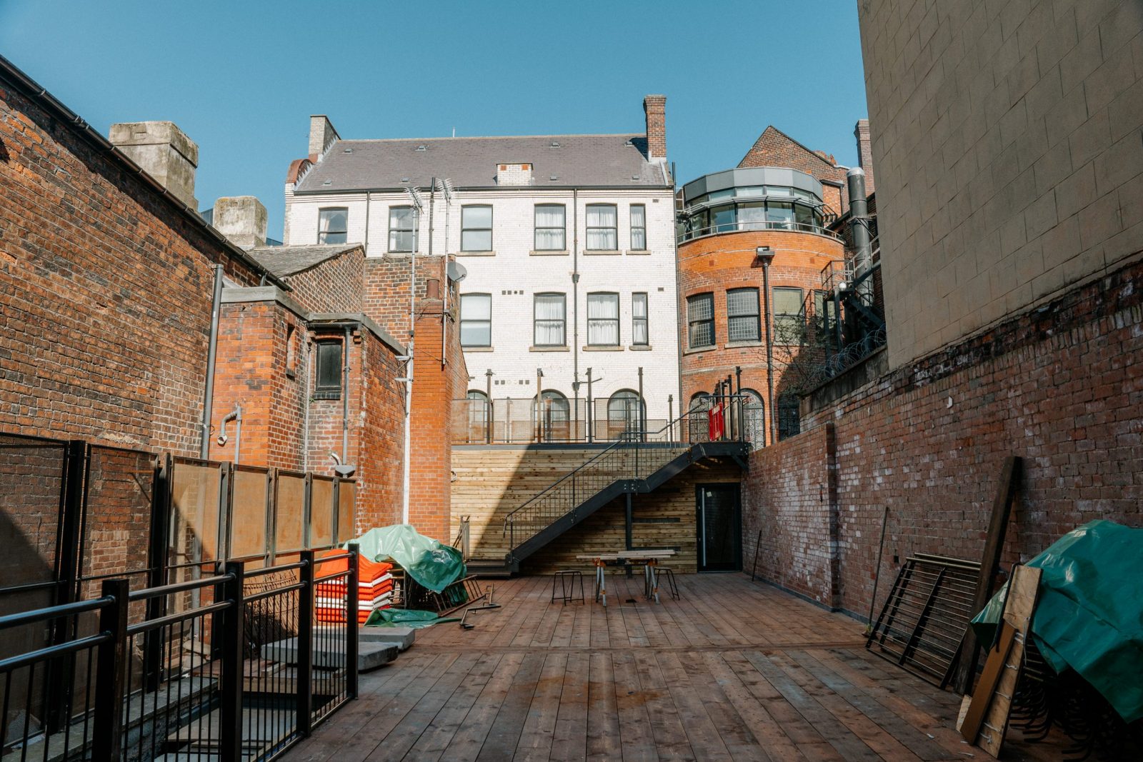 roof top with stairs.