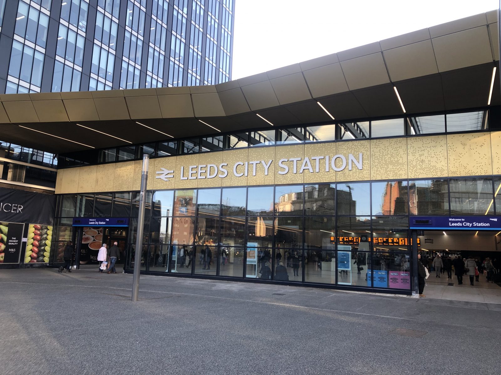 Outside Leeds train station.