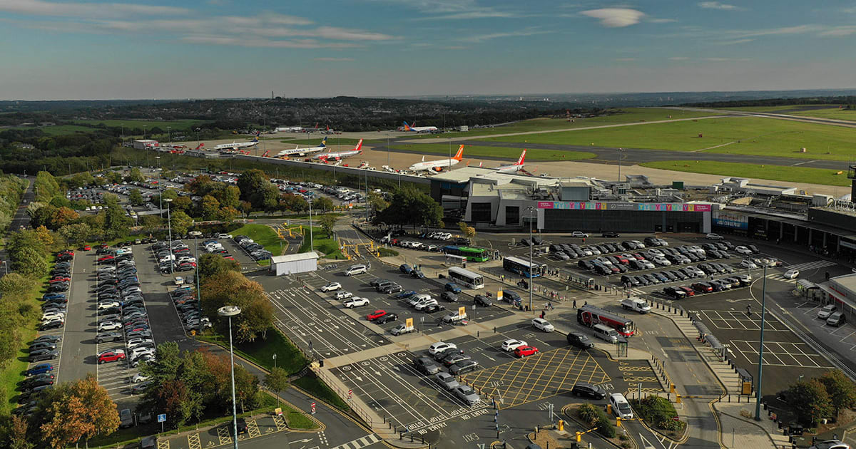 aerial view of Leeds Bradford airport.
