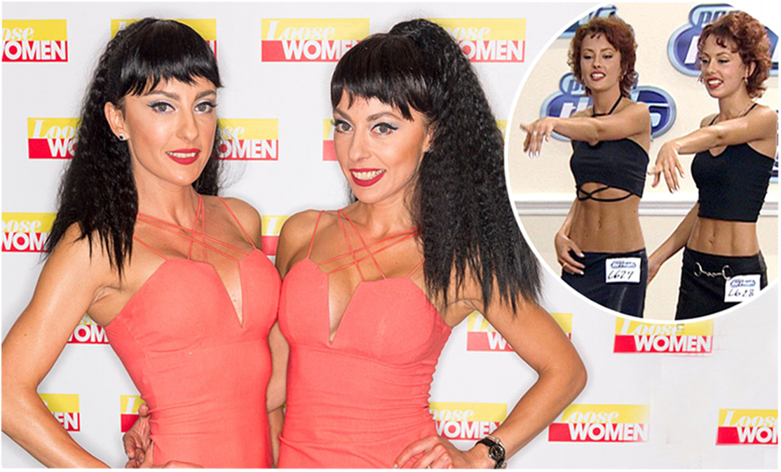 Cheeky Girls duo posing on red carpet.