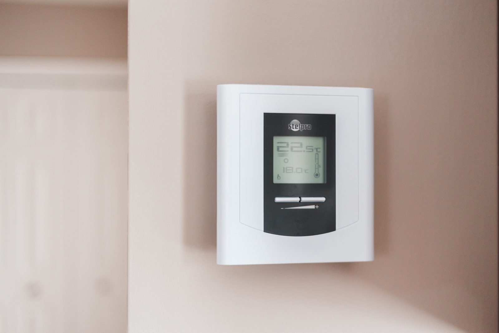 A thermostat on the walls. 