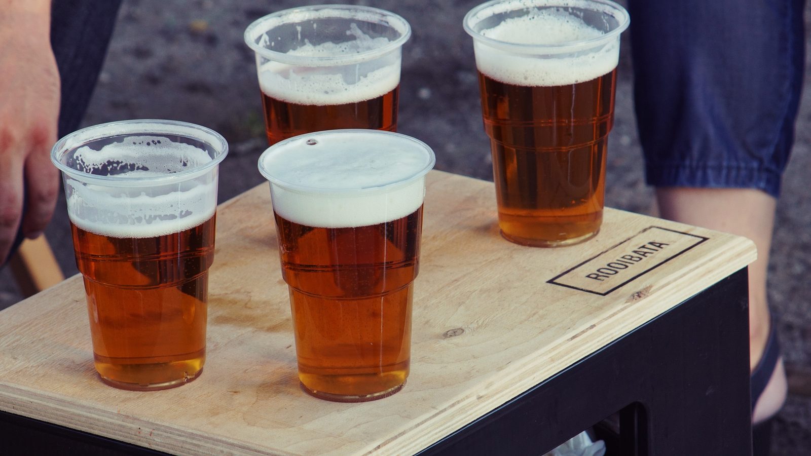 A tray of beer.