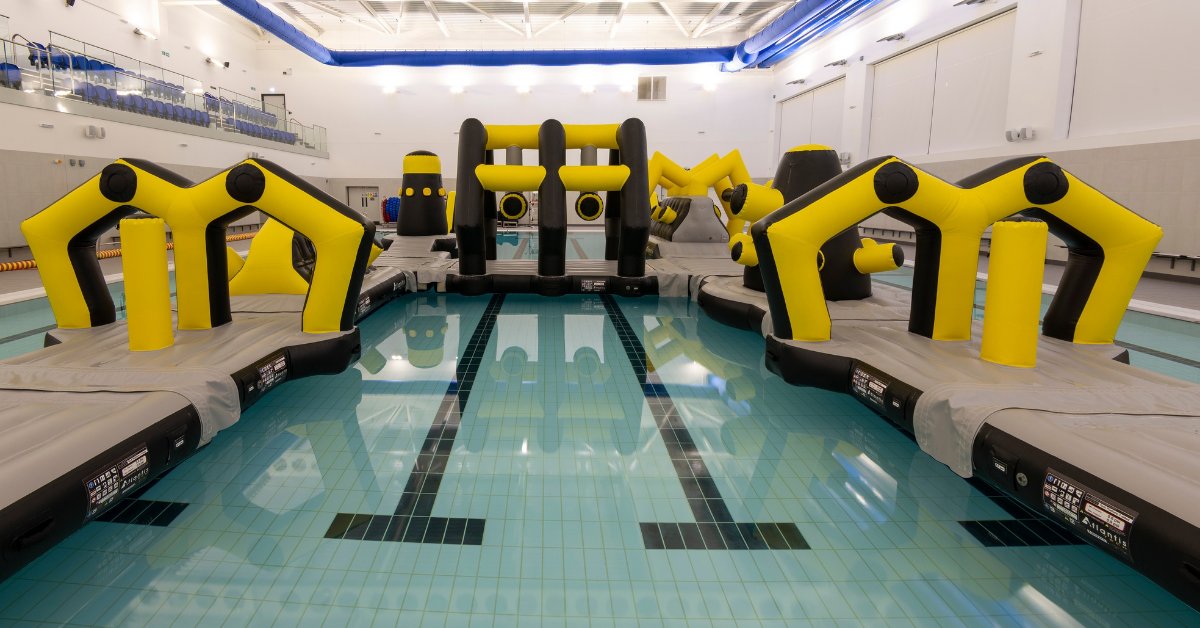 The inflatable obstacle course at the leisure centre. 