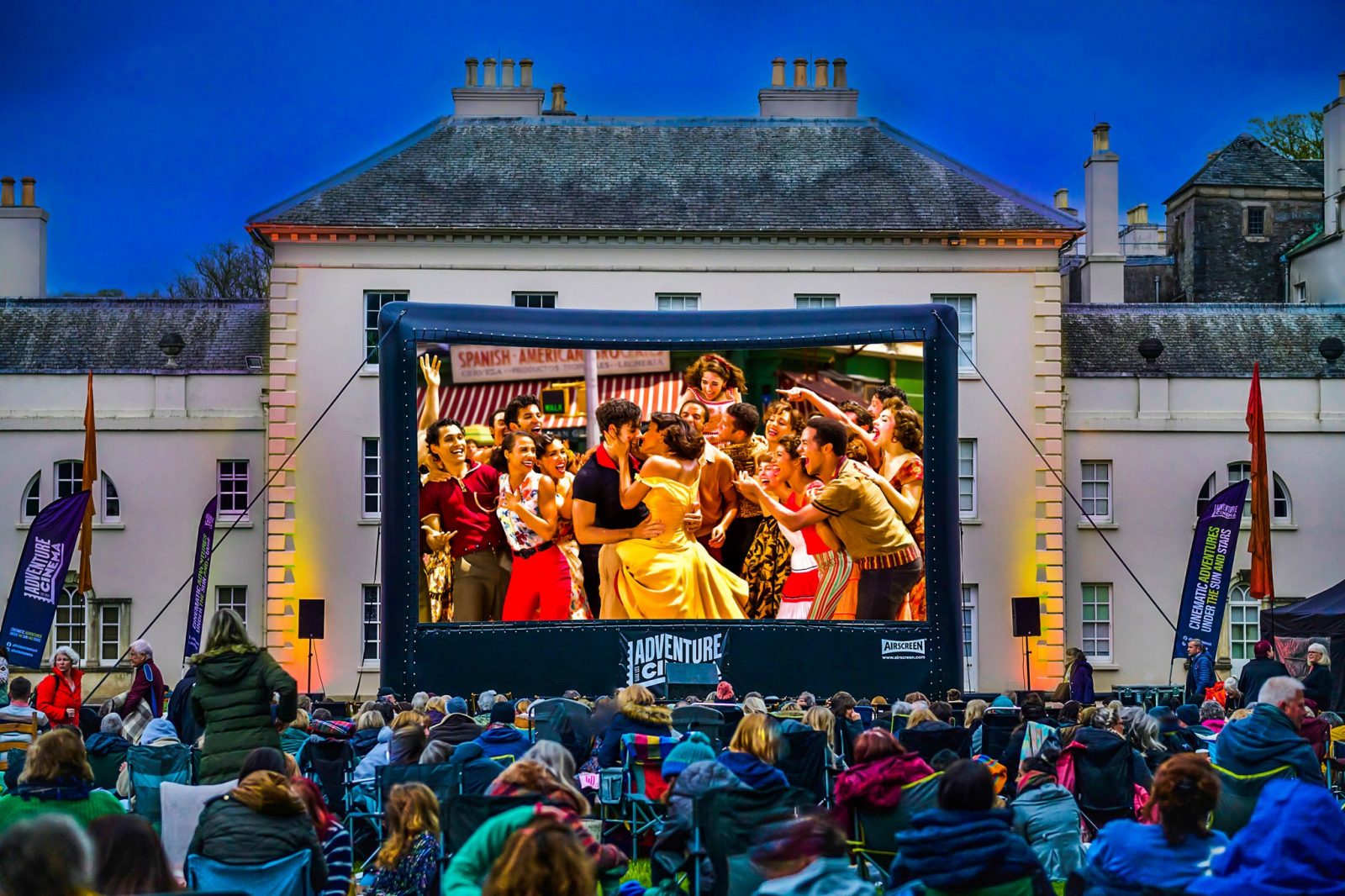 West Side Story playing at an open-air cinema. 