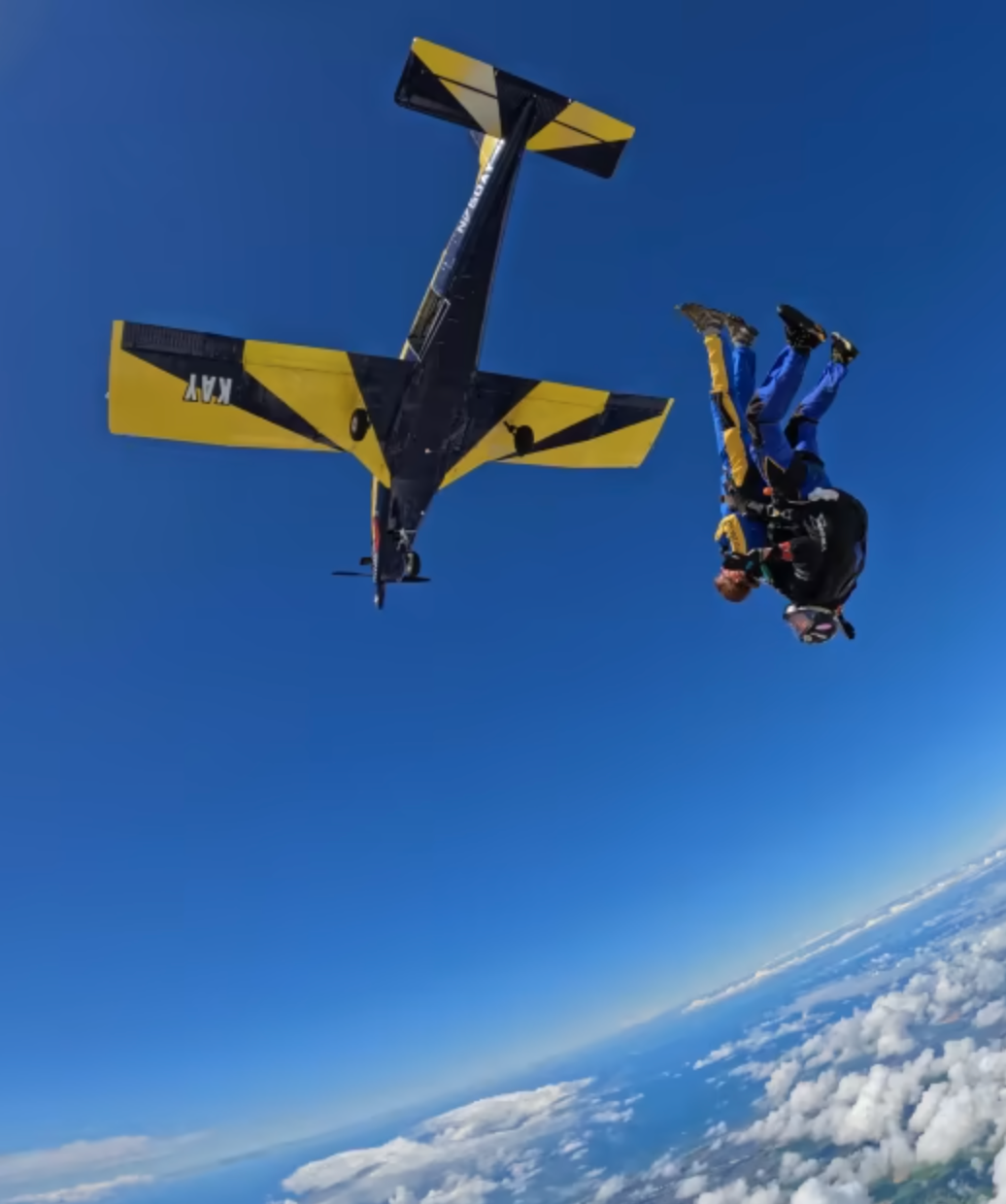 Jane during her skydive. 