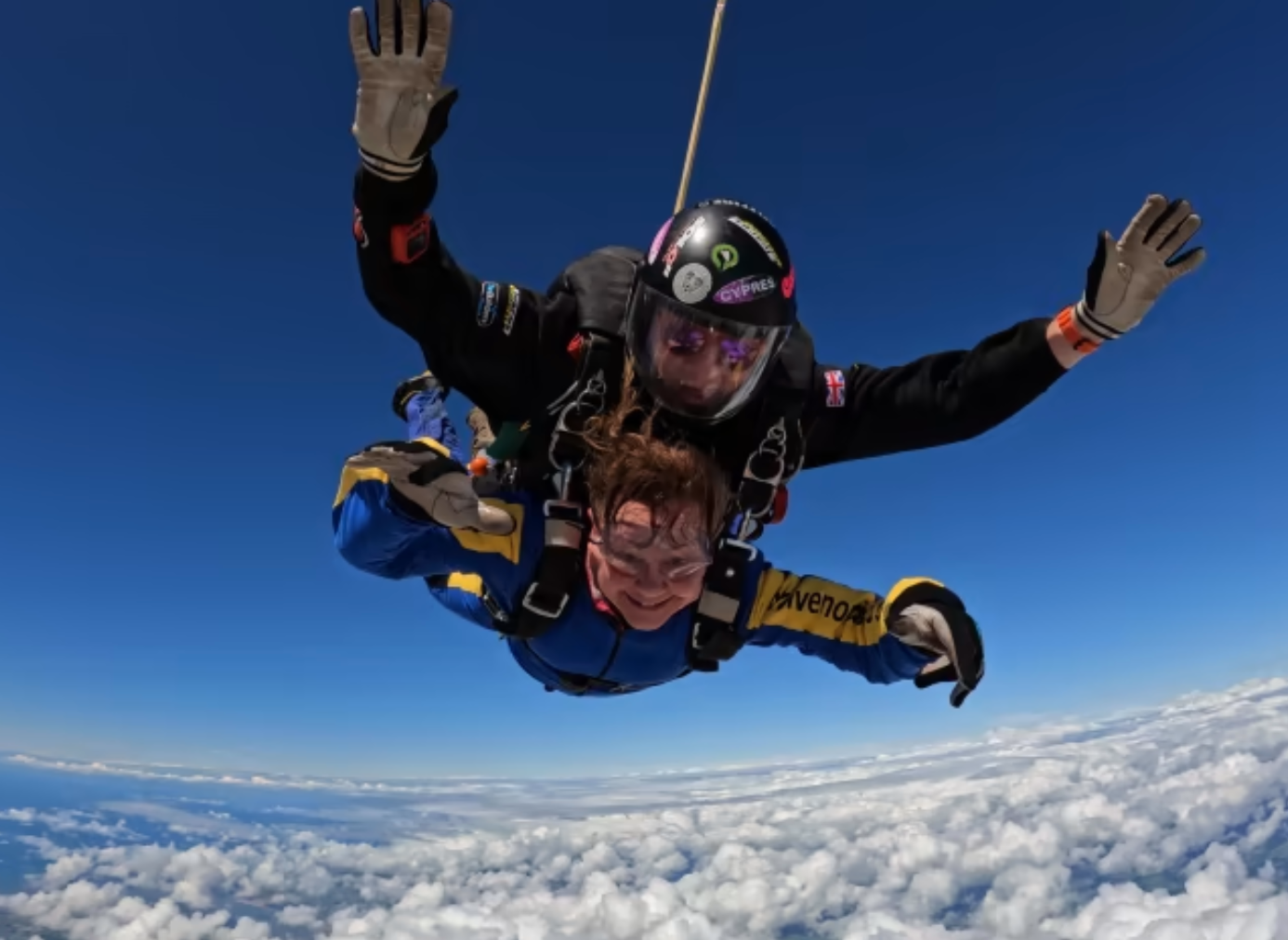 Jane Eccles during her 15,000ft skydive.