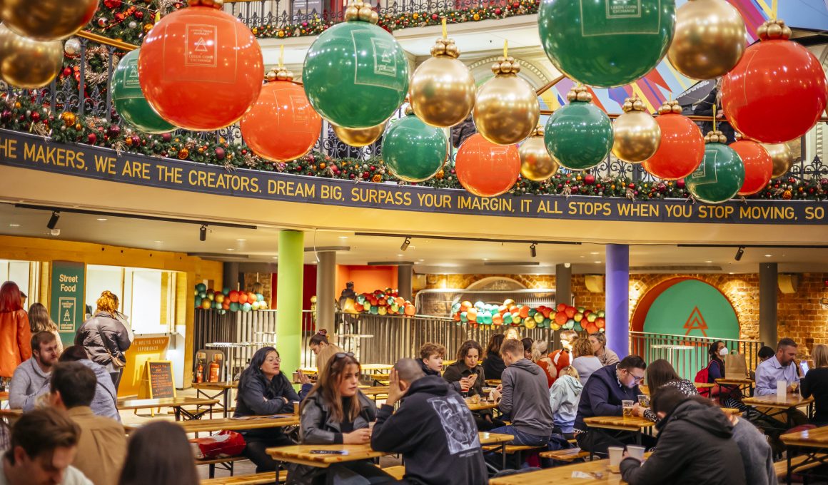 The Christmas Market in Leeds Corn Exchange.