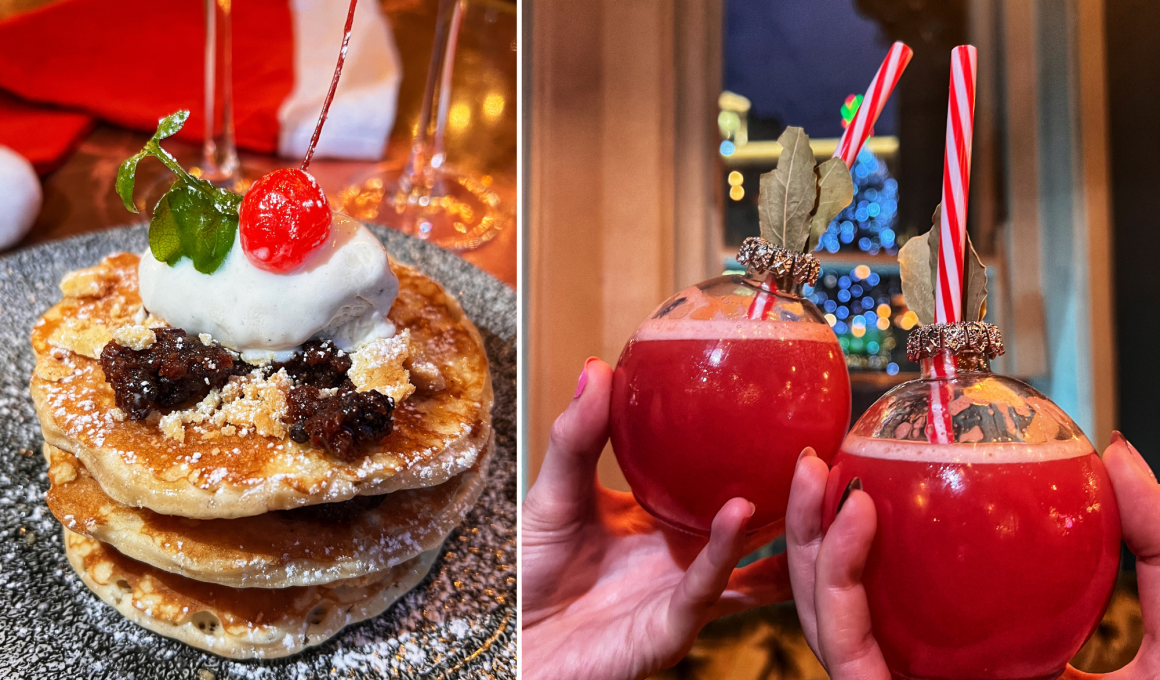 mince pie pancakes and bauble cocktails.