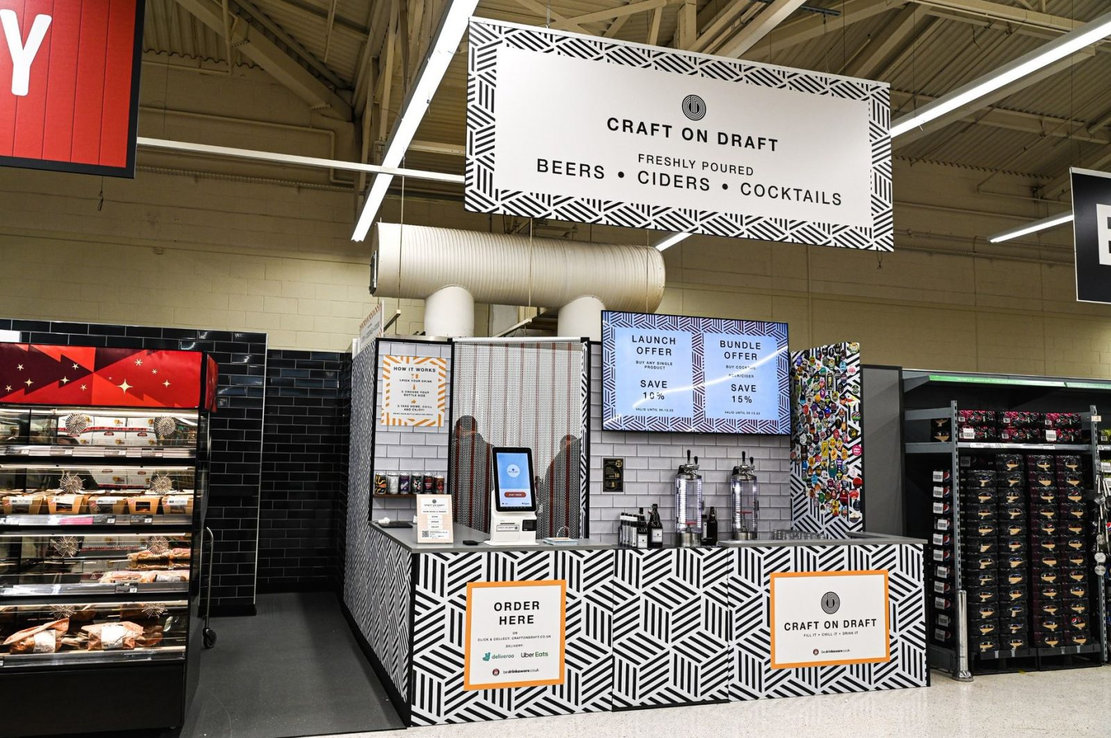 stand with craft on draft sign.