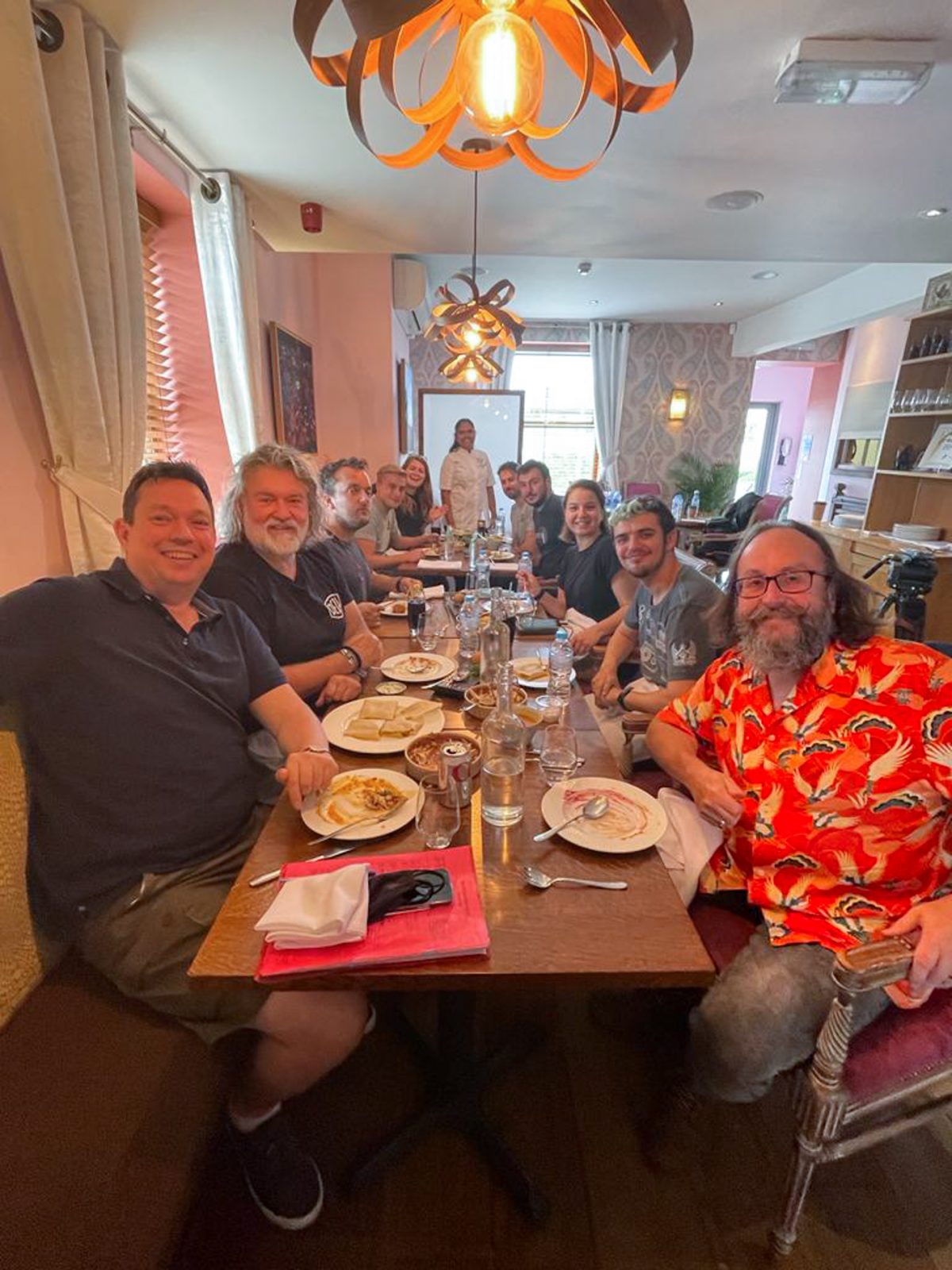 The Hairy Bikers dining at Prashad. 