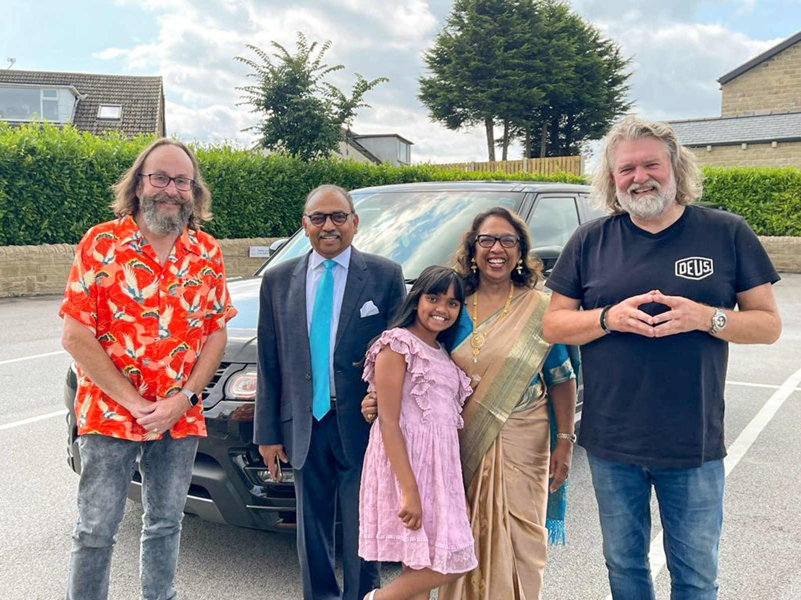 The Hairy Bikers with the owners of Prashad. 