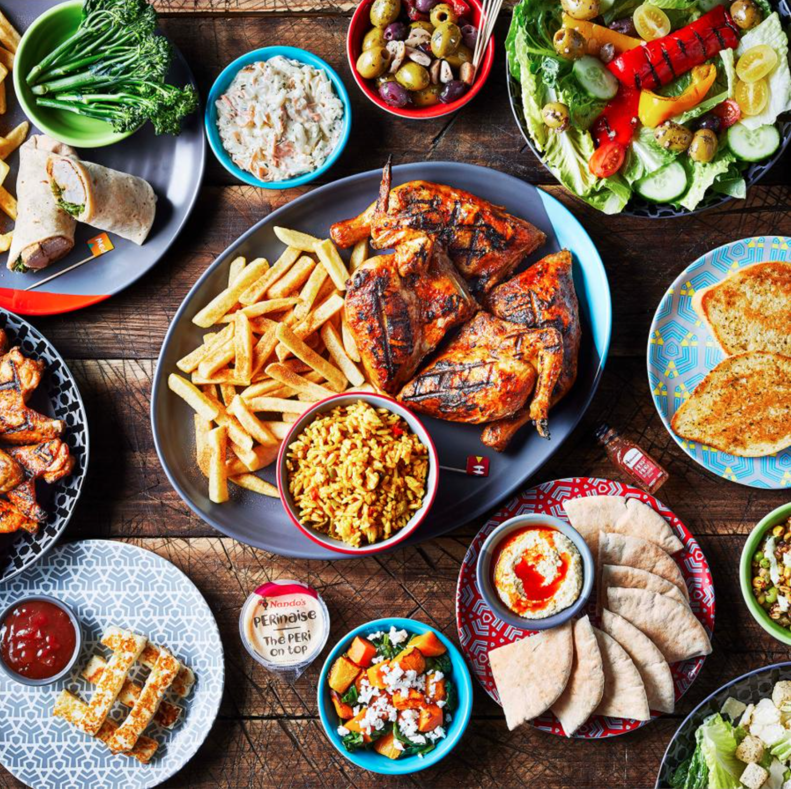A selection of food from Nando's.