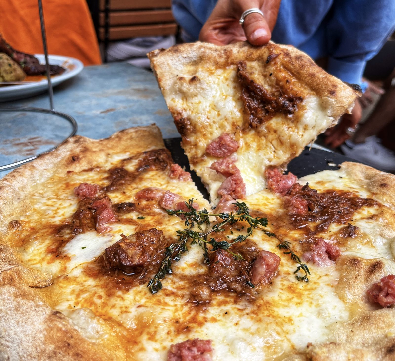 A fresh pizza at Livin' Italy
