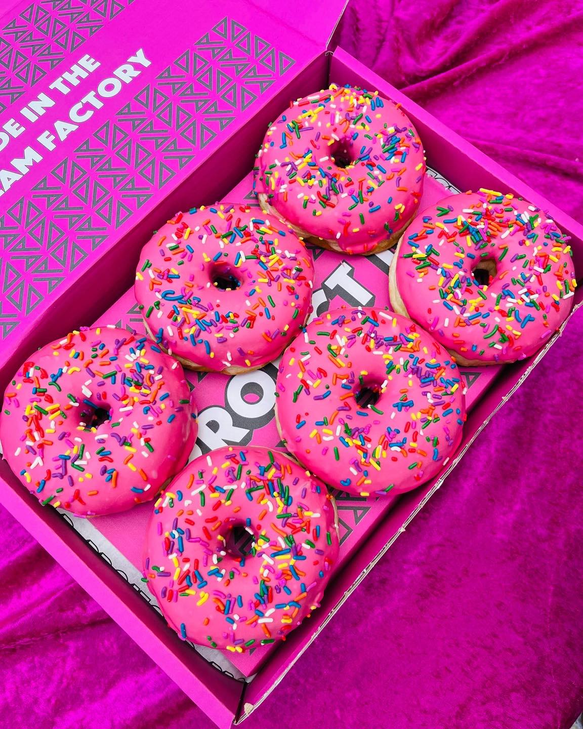 A box of doughnuts. 