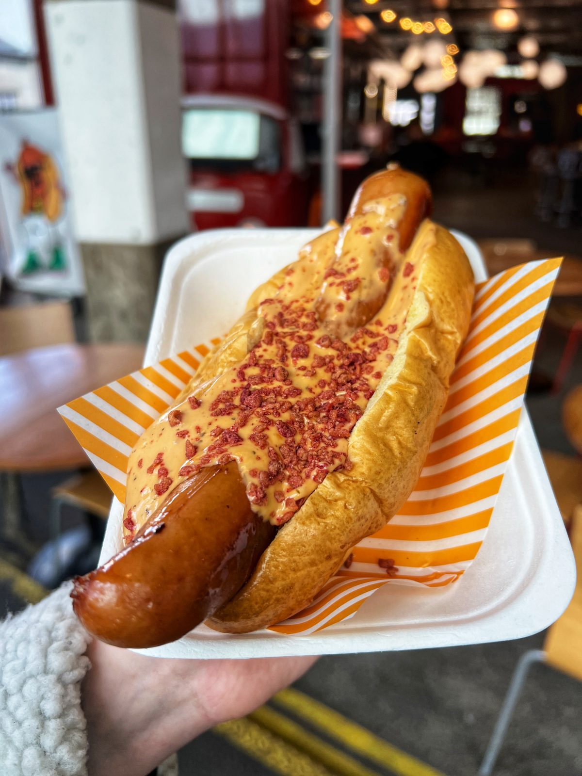 hot dog with bacon bits?