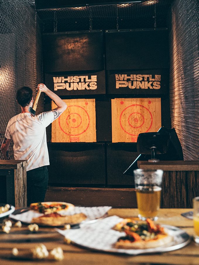 Axe throwing and pizza.