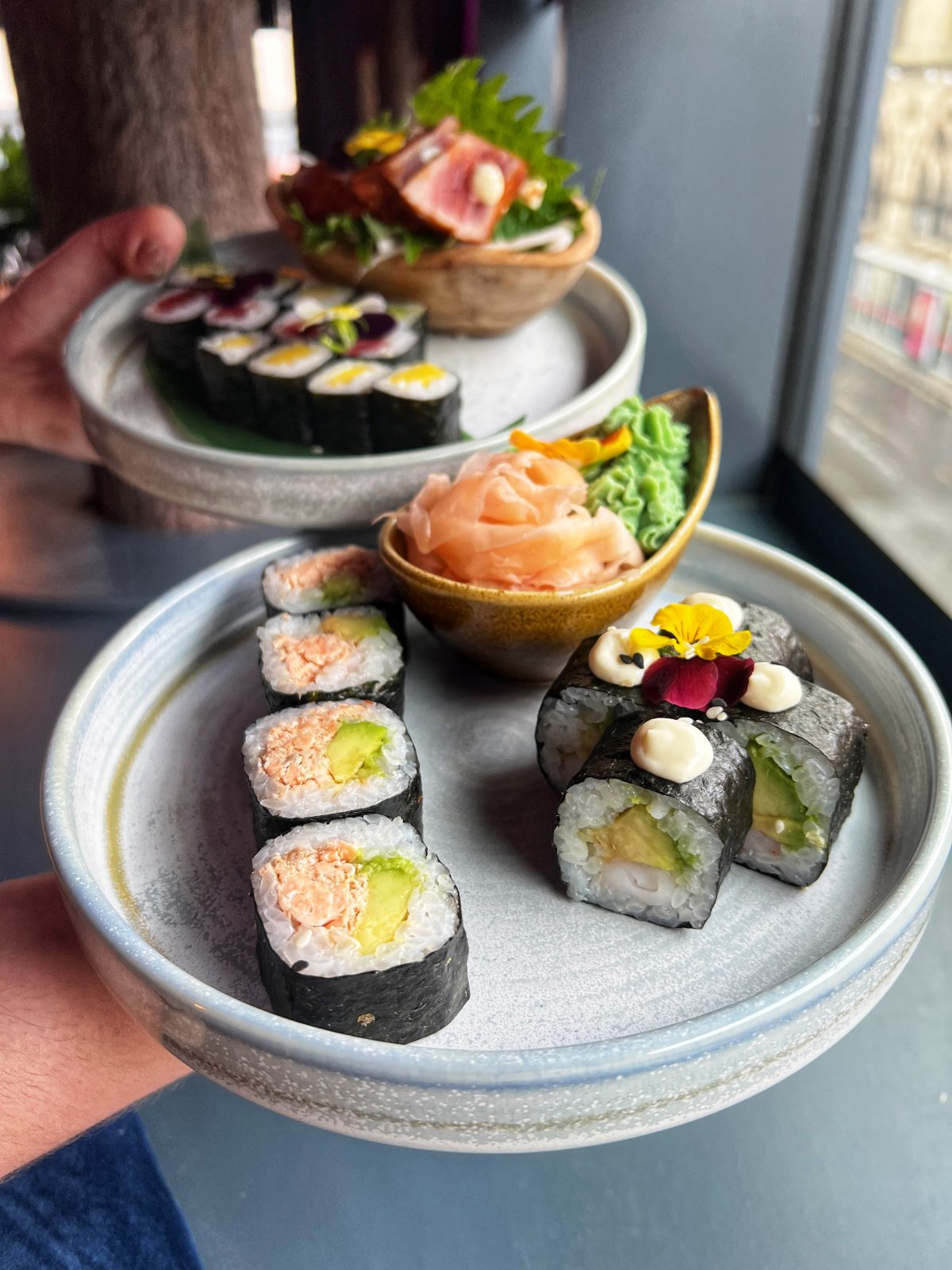 plate of sushi.