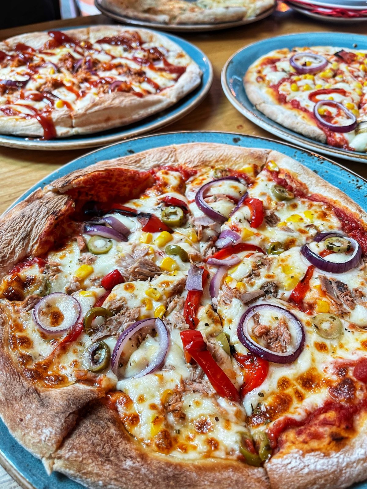 three pizzas.