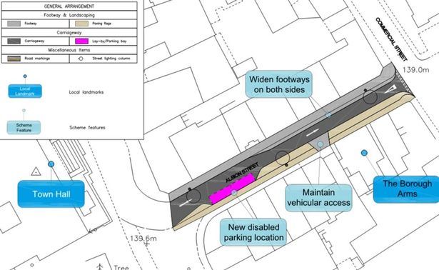 A map of Albion Street in Leeds. 