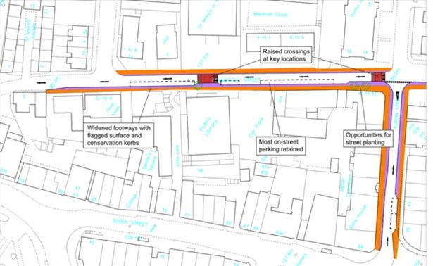 A map of Commercial Street in Leeds. 