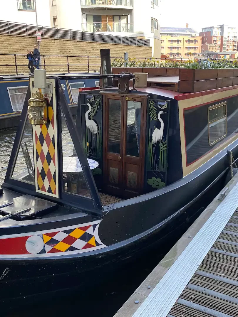 A canal boat. 