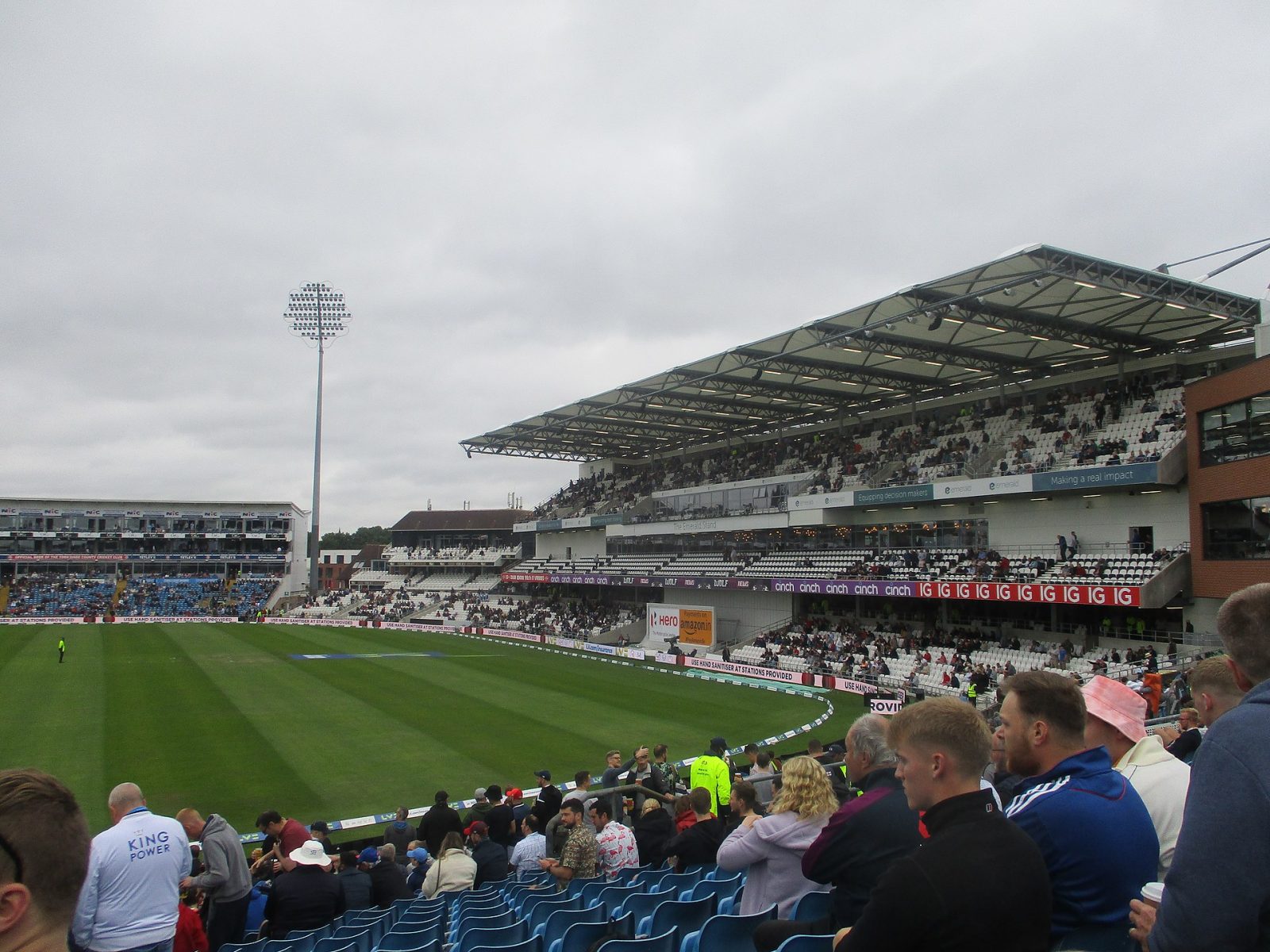 crowd watching cricket game at Headingley Stadium.