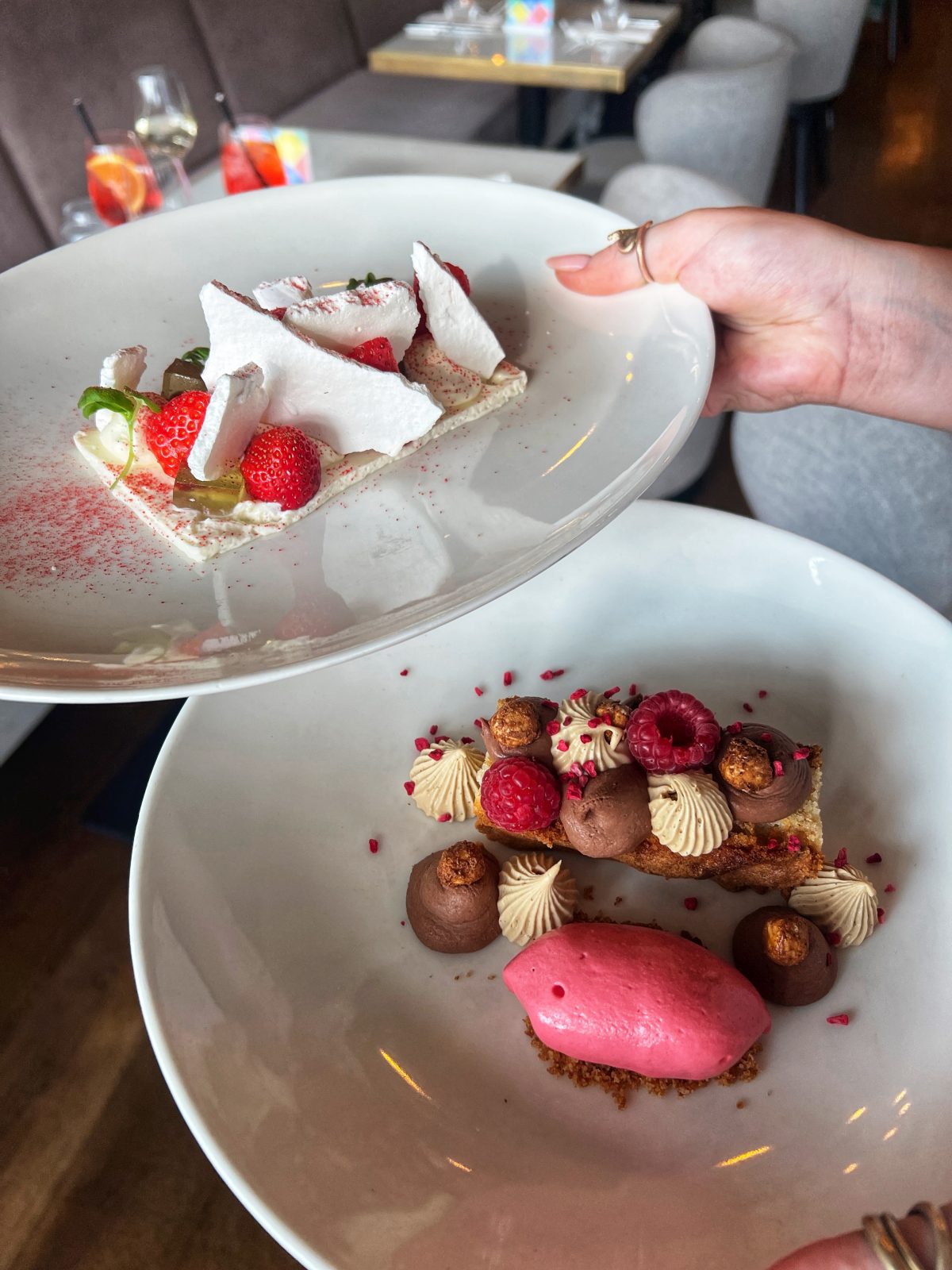 Two colourful desserts made with berries. 