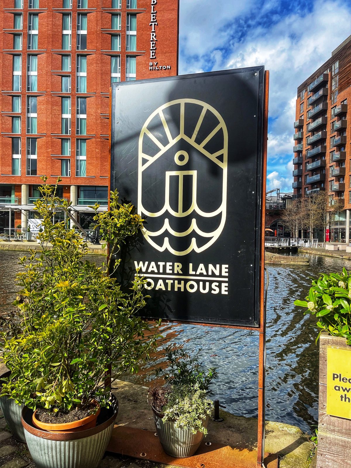 The sign of waterlane boathouse in Leeds.