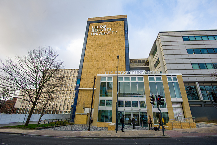 A photo of Leeds Beckett University building. 