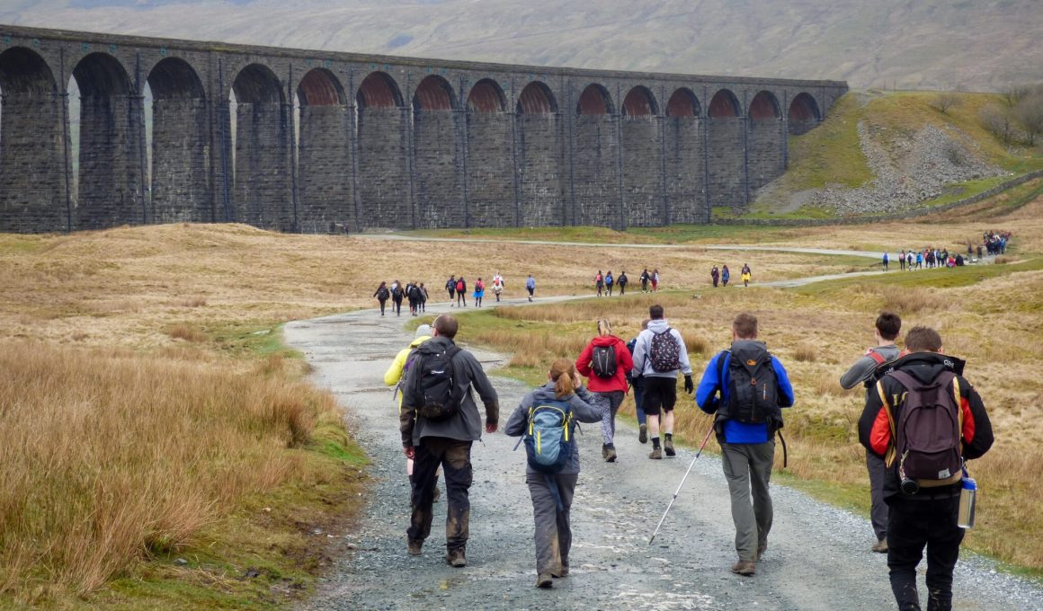People walking the three peaks in Yorkshire.
