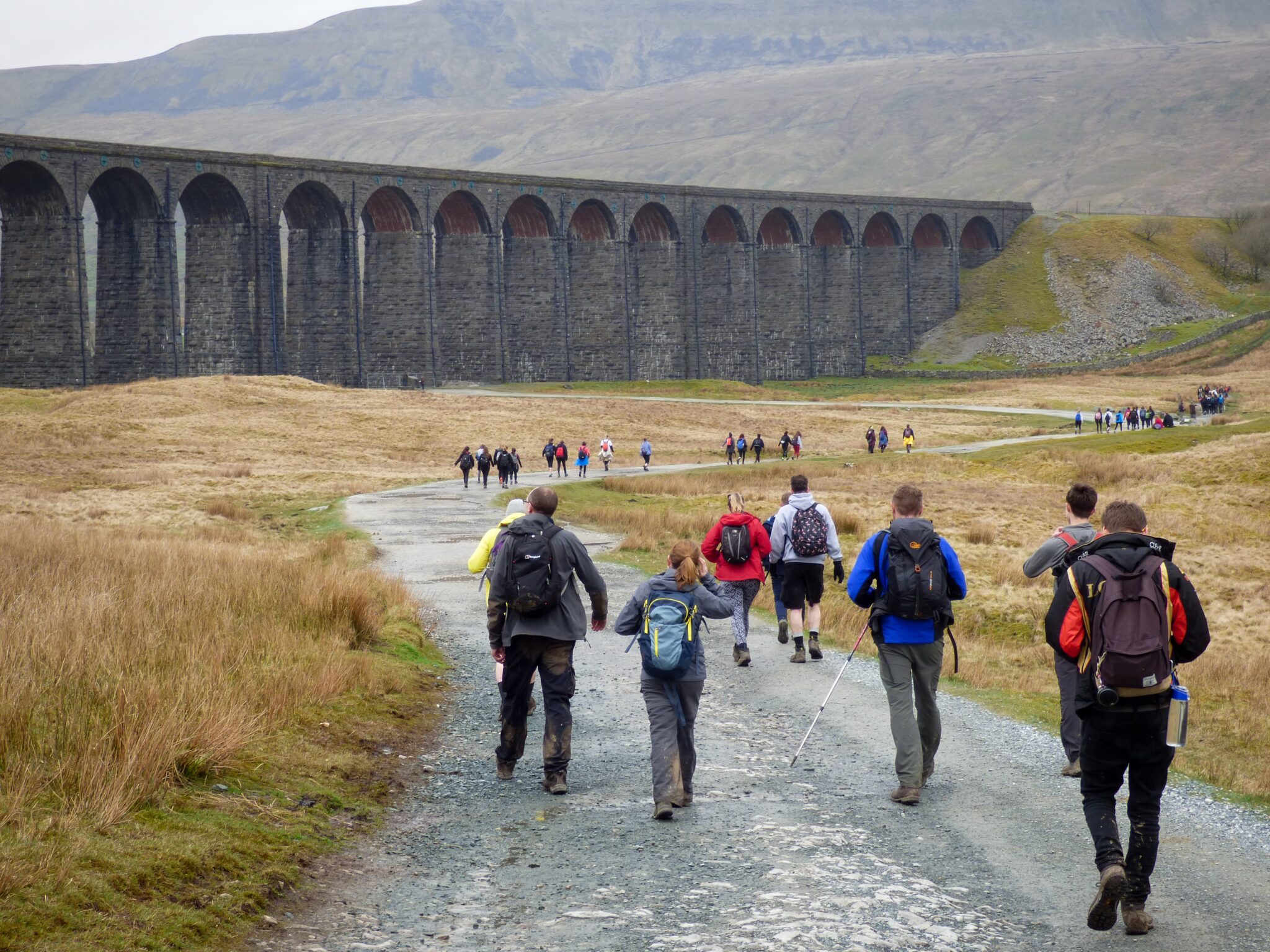 People walking the three peaks in Yorkshire.