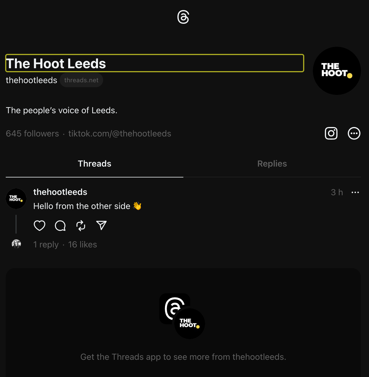 The Hoot Leeds Threads