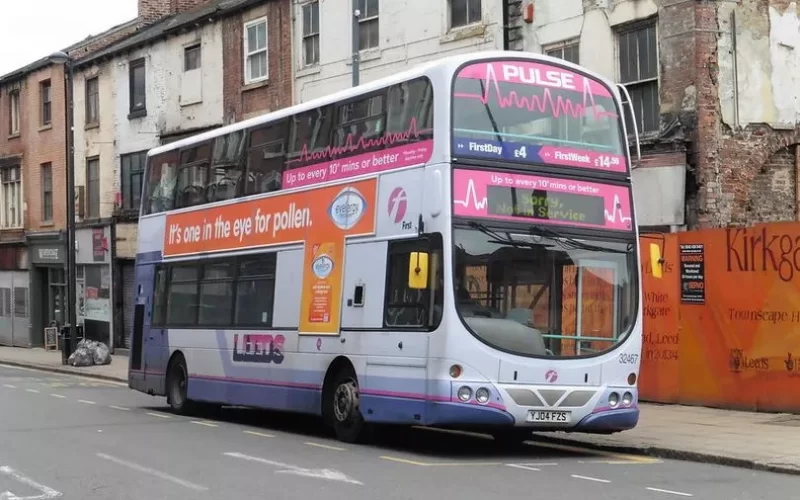 A bus in Leeds city centre. 