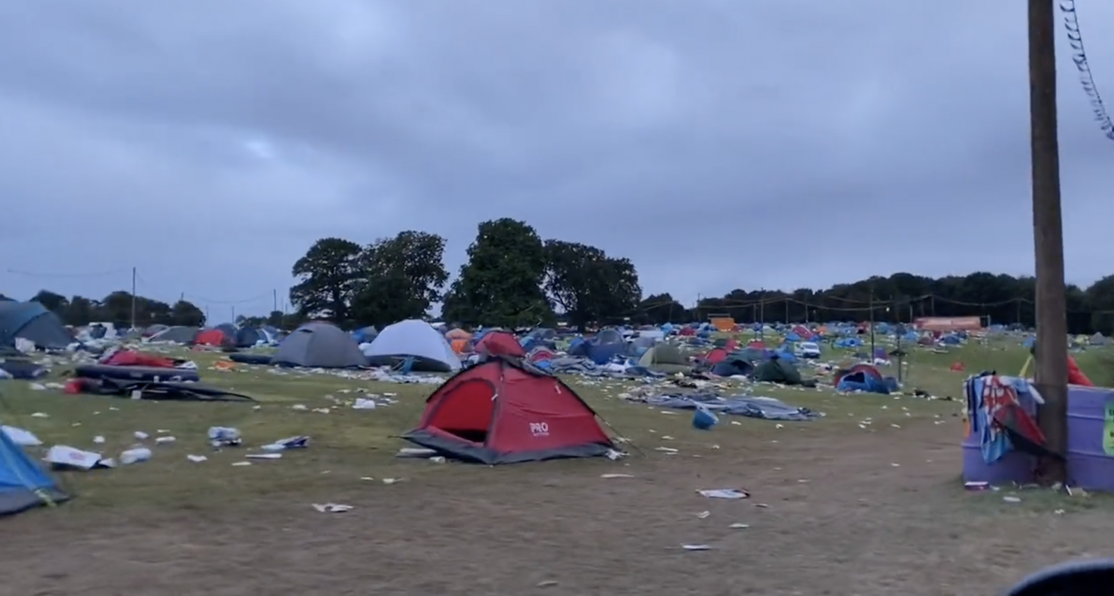 A video shared by a volunteer shows the volume of tents and litter left behind at Leeds Festival. Credit: Twitter/X, Jack Lowe
