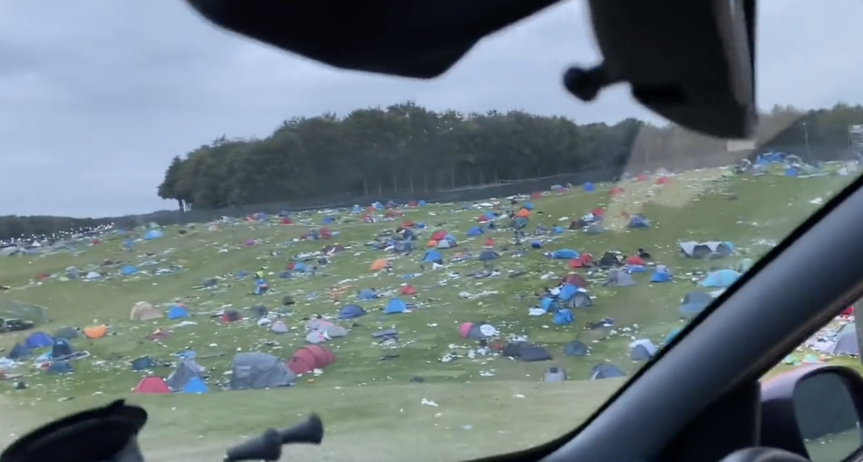 A video shared by a volunteer shows the volume of tents and litter left behind at Leeds Festival. Credit: Twitter/X, Jack Lowe