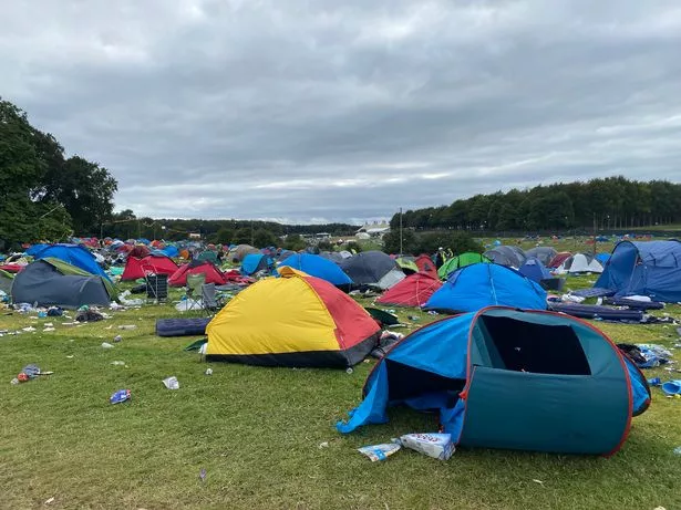 Tents leftover at Leeds festival.
