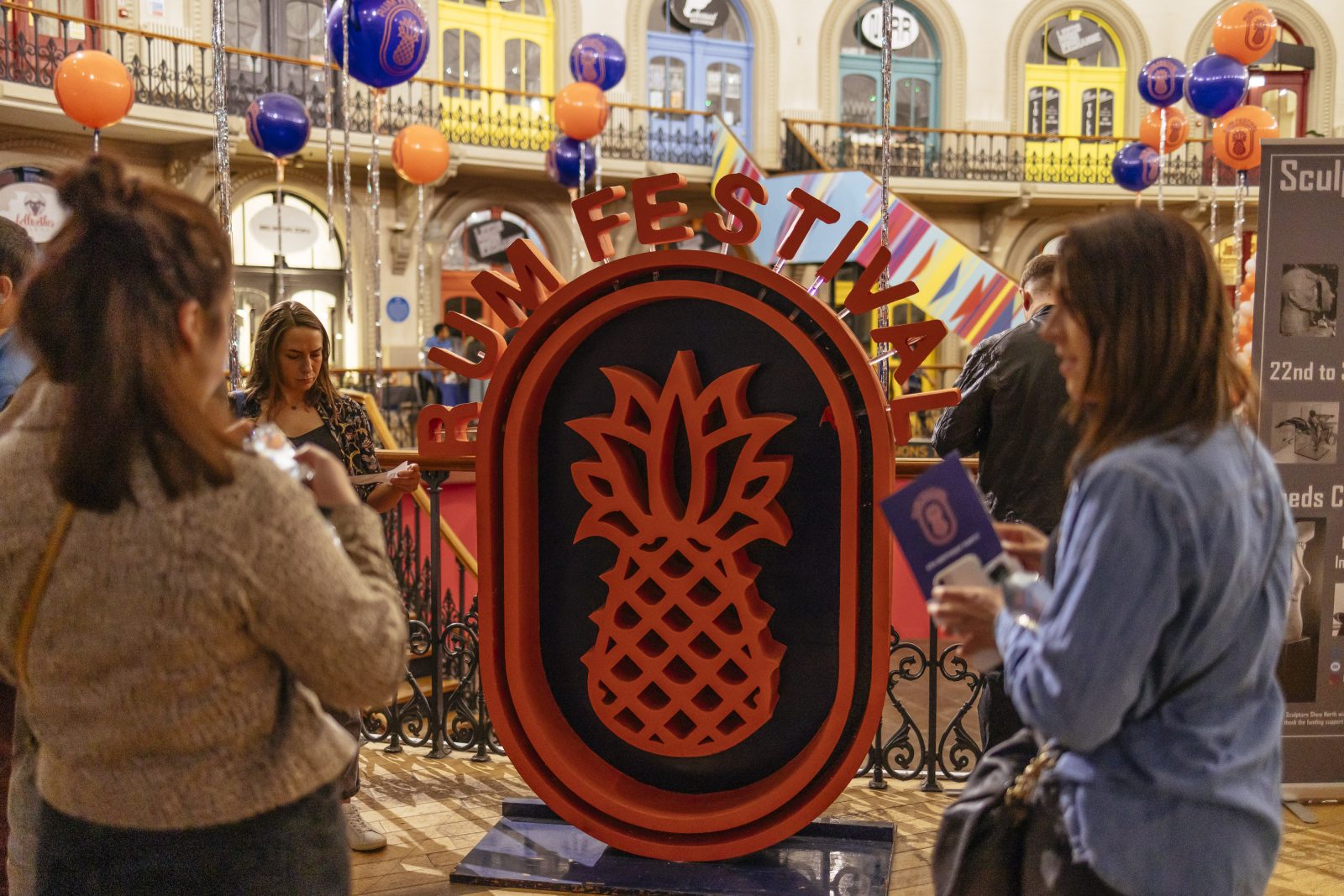A big sign with a pineapple on it at the Leeds Rum Festival. 